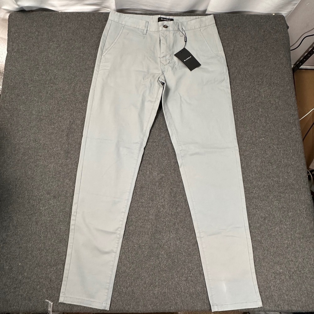 Blakely Mens Chino Trousers Light Blue Grey Slim Stretch Pants Size Medium New